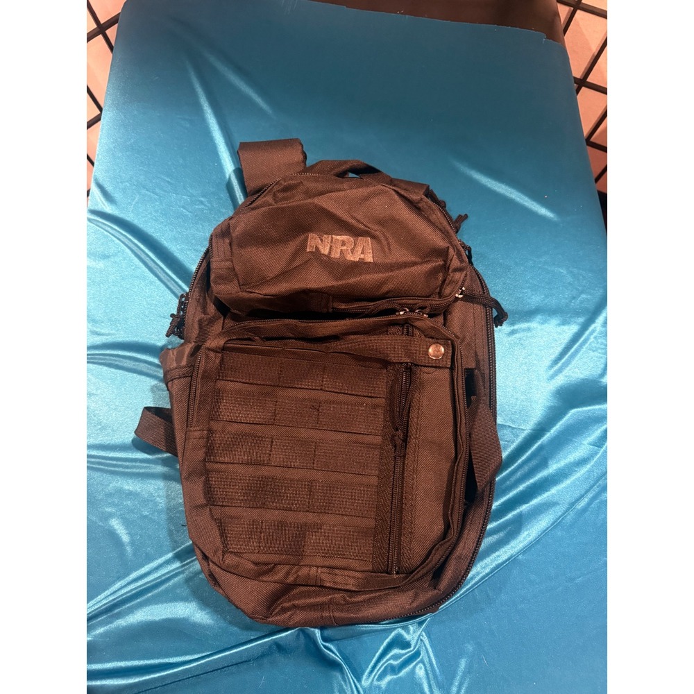 NRA Tactical Backpack Black Multi Pocket MOLLE Daypack Travel Hiking